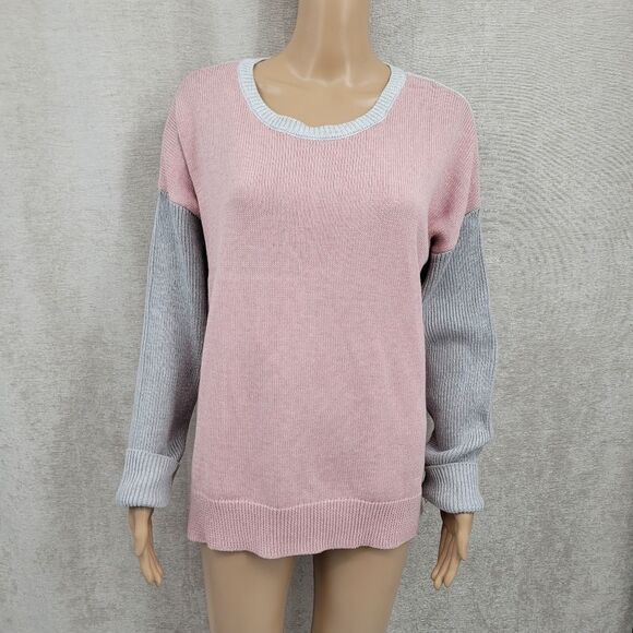 Rachel Zoe Light Pink and Gray Crewneck Knit Sweater Women's Size XL NWT - Picture 1 of 9